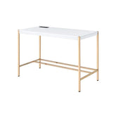 Midriaks White & Gold Finish Writing Desk Model OF00020 By ACME Furniture